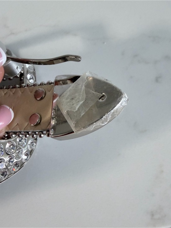 Vintage Christine Alexander Silver Crystal-Embellished Leather Belt size L 42” main image 6